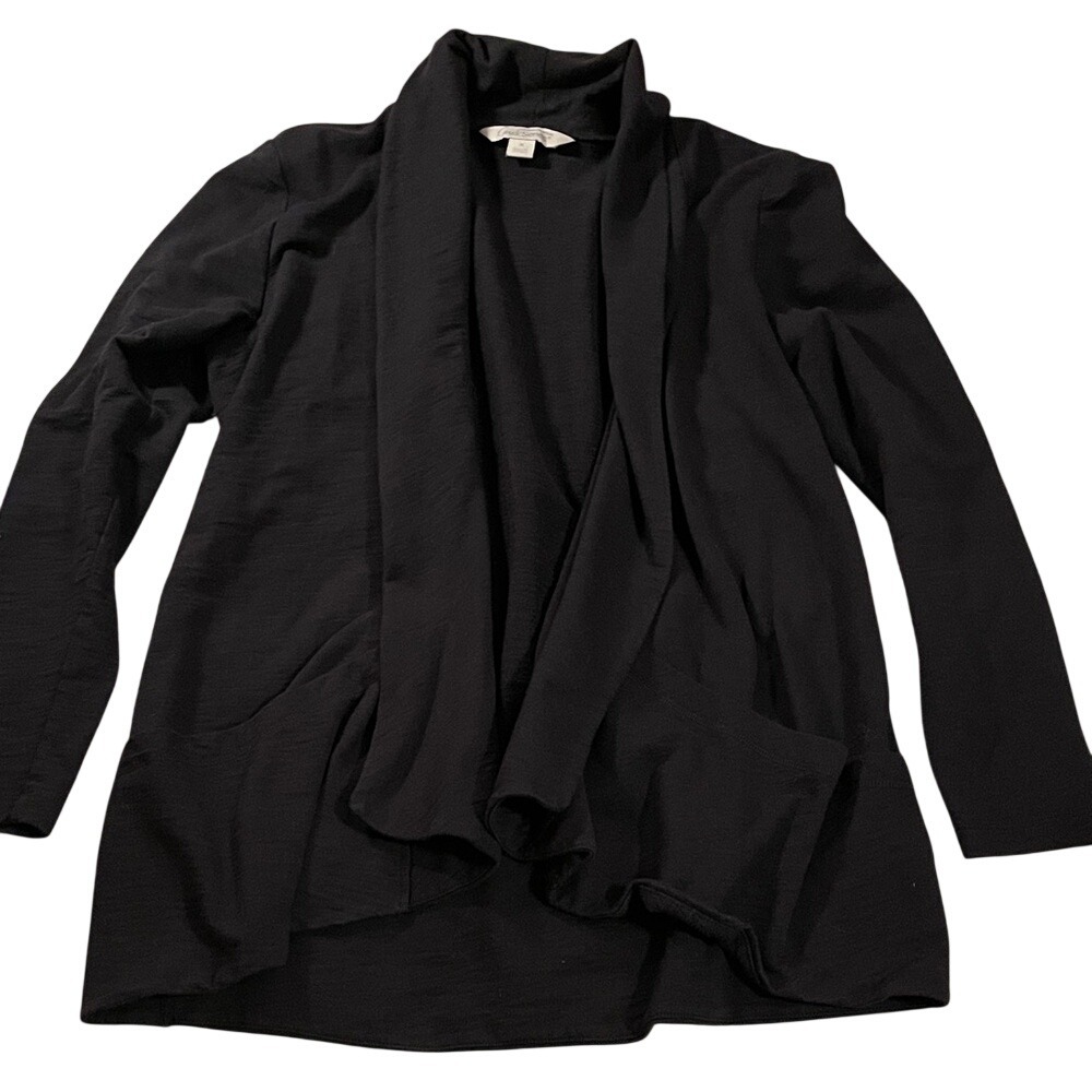 Guide Series Gander Mountain Black Open Front Shawl Collar Cardigan Pockets M
